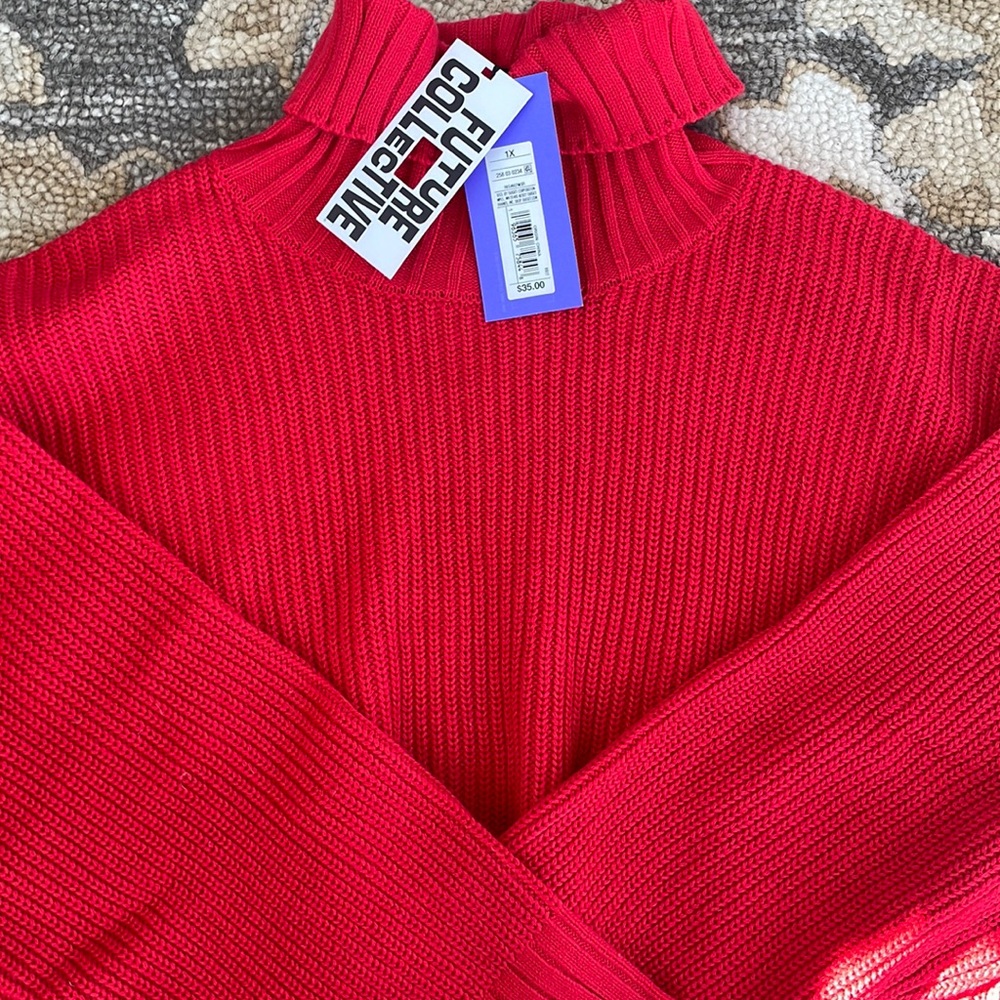 Women's XS XSmall Red Turtleneck Pullover Sweater - Future Colle…